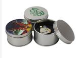 CMYK Round Badge Tin Box Packaging Chocolate Cookie Metal Can Cartoon Pattern