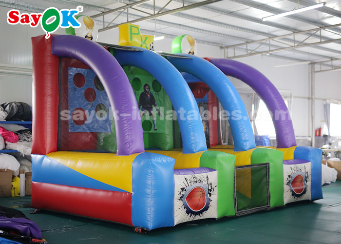 Inflatable Lawn Games Garden Inflatable Sports Games Shooting Basketball Hoop And Football Gate With Air Blower