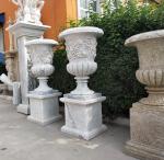 Marble statue planter stone carvings flowerpot sculpture,outdoor stone garden