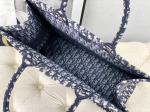 Dior Oblique Embroidery Canvas Navy Blue Branded Shoulder Bag Christian Book