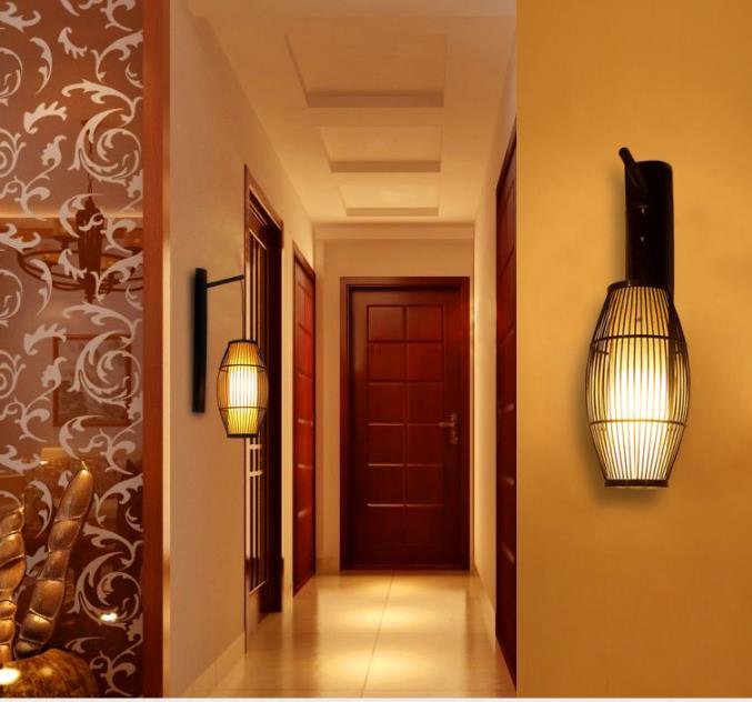 Chinese retro solid wood wall lamp - Hotel Bamboo corridor lamp -antique bamboo lantern wall lamp