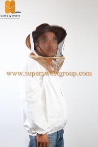 China White Vented Beekeeping Jacket , Mesh Bee Jacket With Zipper / Veil Hood on sale