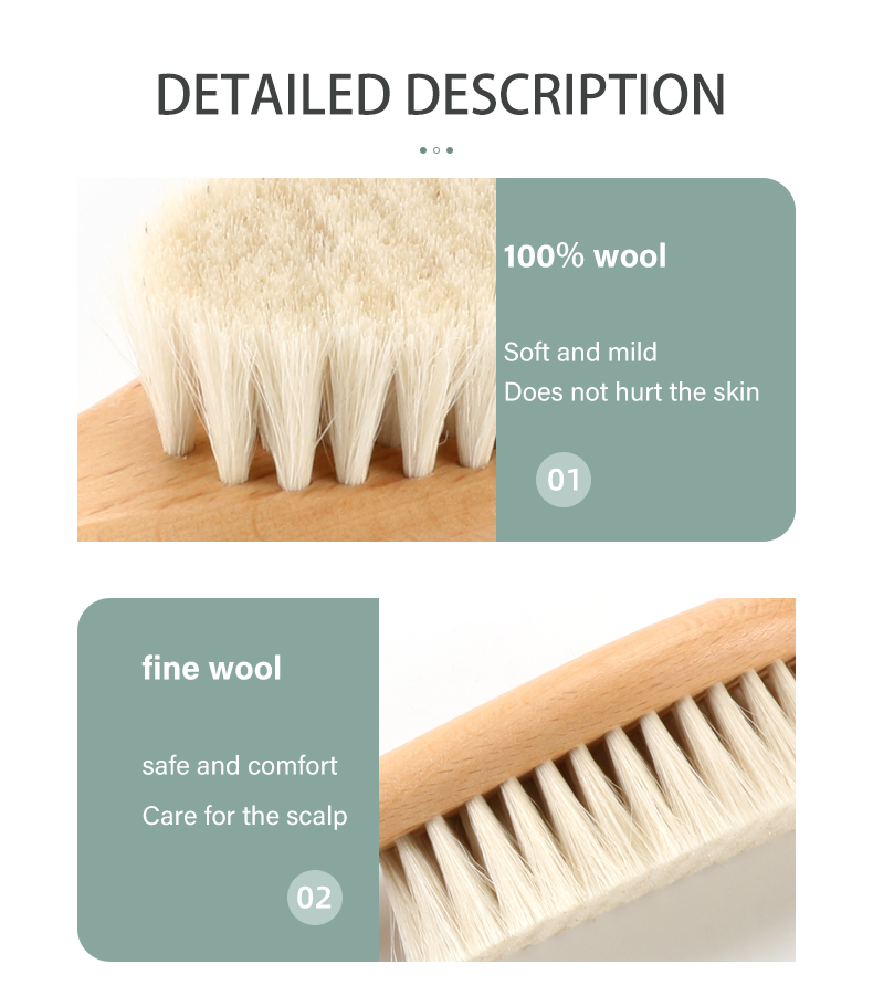 Modern Goat Bristle Brush Wooden Baby Brush And Comb Set For Newborns