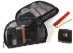 Portable small cosmetic bag girl web celebrity black double layer mesh