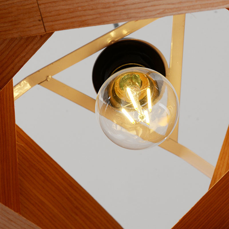 Wood Veneer Wave Pendant Lighting Fixture Country Vintage Art Deco Nordic Hanging Ceiling Lamp(WH-WP-31)