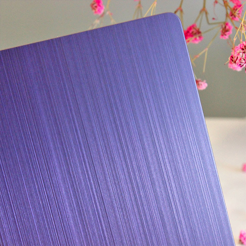 BIS Brushed Stainless Steel Sheet PVD Color Coating Purple 304 Stainless Steel Hairline Plate