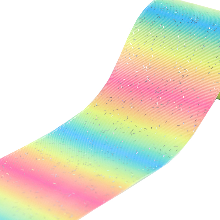 Colored Silver Printed Ribbon , Customized Width Custom Printed Grosgrain Ribbon