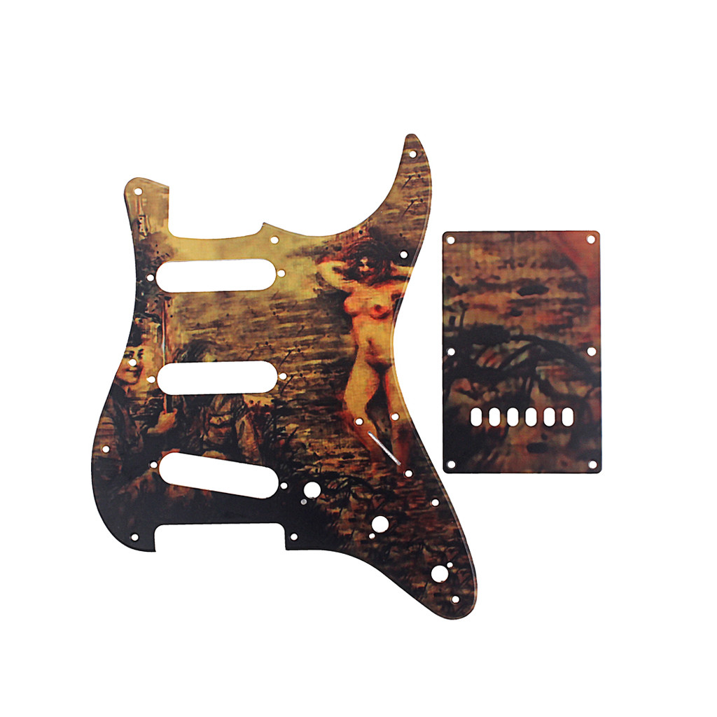 Lady Pattern 3-Ply PVC Guitar Pickguard SSS Scratch Plate With Back Plate Fender ST Style Electric Guitars