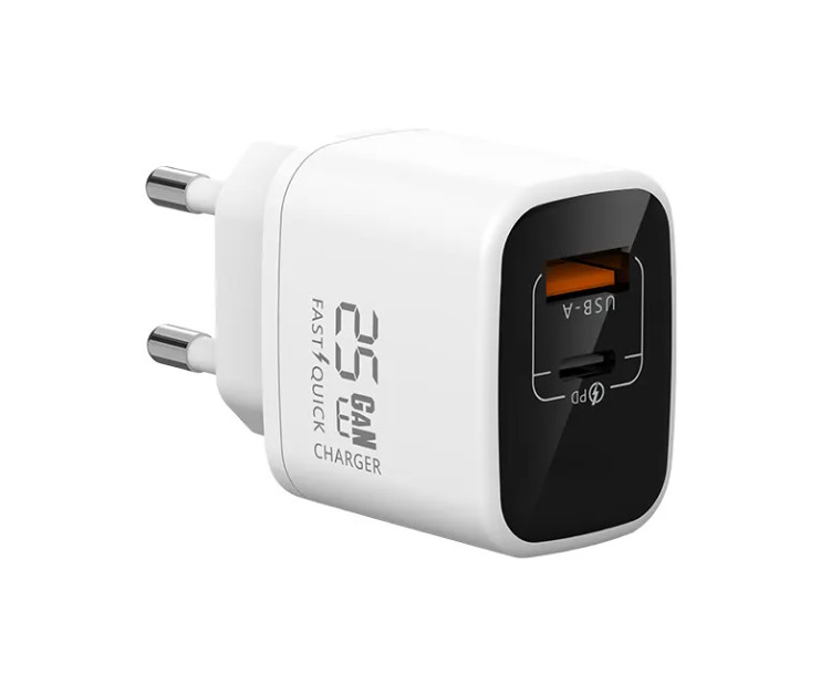 GaN Charger PD 25W 2 Port USB C Fast Charging Adapter USB C Charger Block