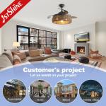 Woven Rattan Cage Ceiling Fan With Light Villatic Invisible Blade Dc 240v
