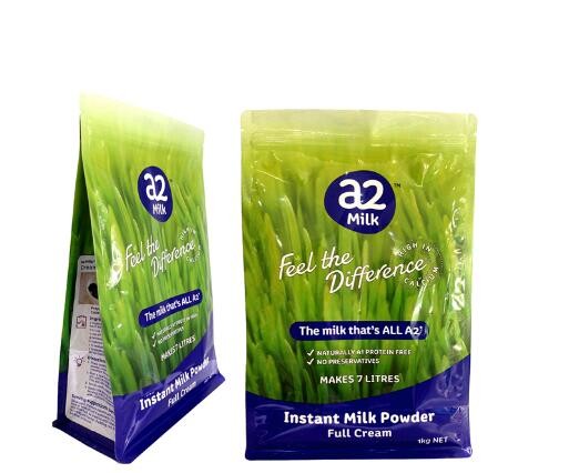 Resealable Flat Bottom Custom Printed Aluminium Foil Lined Plastic Bag Food Packaging With Zipper
