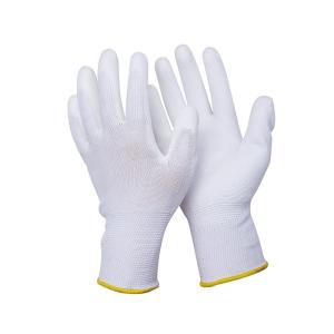 Wholesale CE Certified Black/White Polyester Knitted PU Coated Gloves for Construction S-XXL from china suppliers