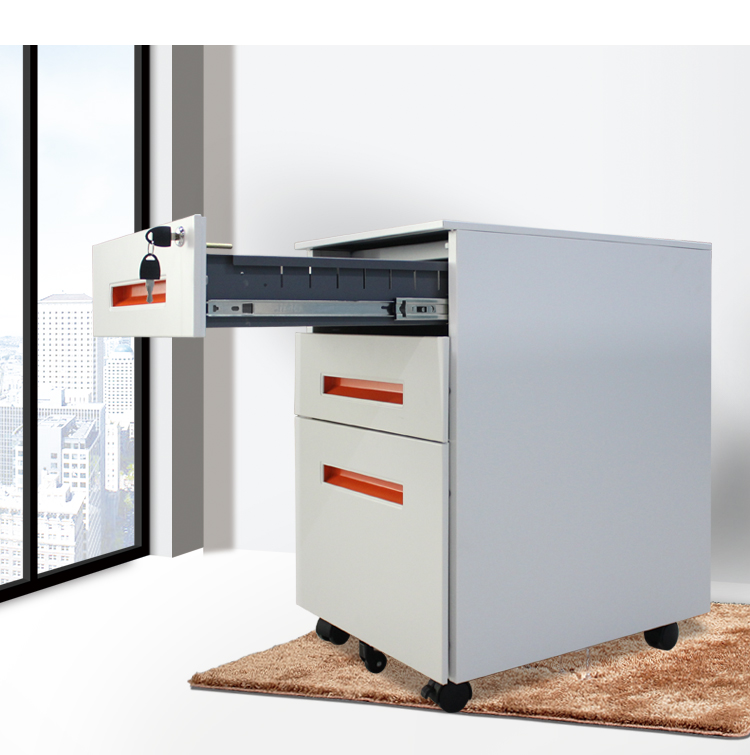 Movable Three Drawers 0.9mm Pedestal Drawer Cabinet
