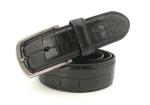 Big Crocodile Grain Genuine Mens Leather Dress Belt 3.5cm Width With Gun Metal