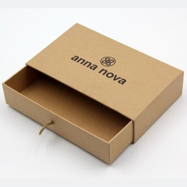 Brown Kraft Rigid Cardboard Small Gift Drawer Slide Paper Boxes Custom Logo