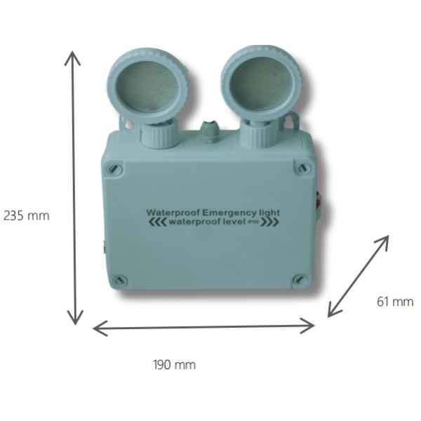 Rechargeable Abs Led Exit Emergency Light Non Maintained Ip65 2*5w Lithium Battery Adjustable For Corridors