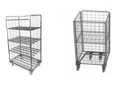 Nesting Rolling Metal Storage Cage /  Wire Utility Cart for Logistic Transportation 