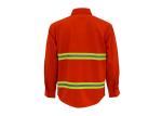 Men's 100%Cotton Twill Orange Work Shirt Long Sleeve Back Across Reflective Tape