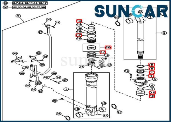4S00715 Boom Cylinder Service Kit John Deere 240DLC 250GLC Excavator Replacement