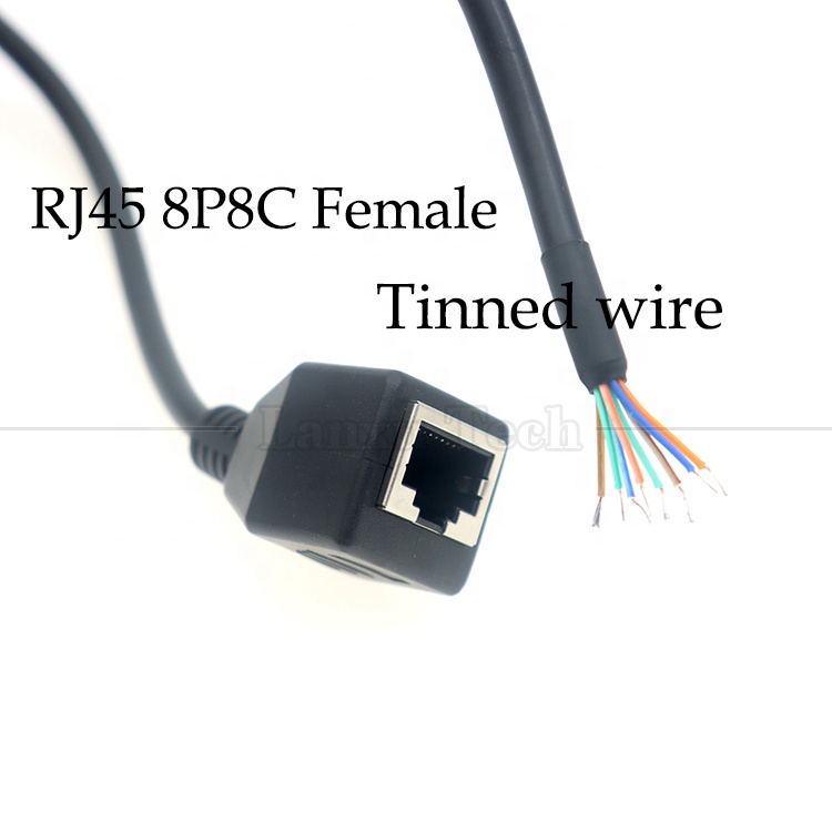 Female RJ45 Jack Socket to Open Tinned Soldering 8 Wires Bare End Pigtail Ethernet Network Patch Lan Cable