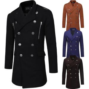 Wholesale Oversized Mens Long Bomber Jacket , Adjustable Belt Long Double Breasted Trench Coat from china suppliers