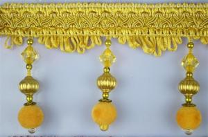 Wholesale Golden luxurious custom ODM curtain lace accessories beaded decorative fringes tassels from china suppliers