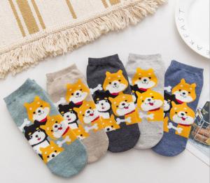 Wholesale Breathable Cute Dog Ladies Ankle Socks , Organic Cotton Short Socks Womens from china suppliers