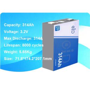 Buy cheap 3.2V 314Ah LiFePo4 Battery with 8000 Cycles for Energy Storage from wholesalers