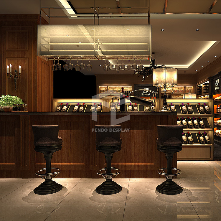 T4 LED Light Wine Shop Display 2mm MDF Optional Wood Veneered