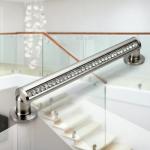 Stylish Stainless Steel Handrails with Crystal Accents for Glass Railings