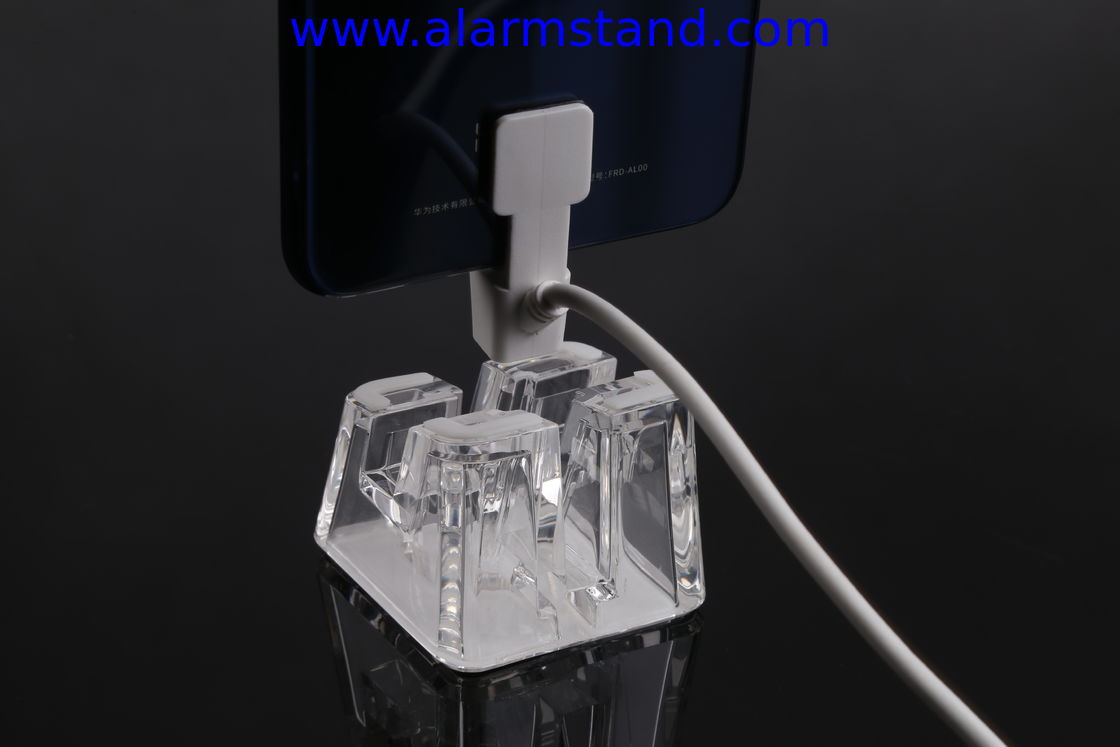 COMER anti-theft alarm system clear acrylic cell phone display holders charger stand for mobile phone accessories stores