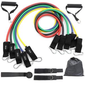 Wholesale customized 1.2m 11pcs Resistance Bands Set With Foam Handles from china suppliers