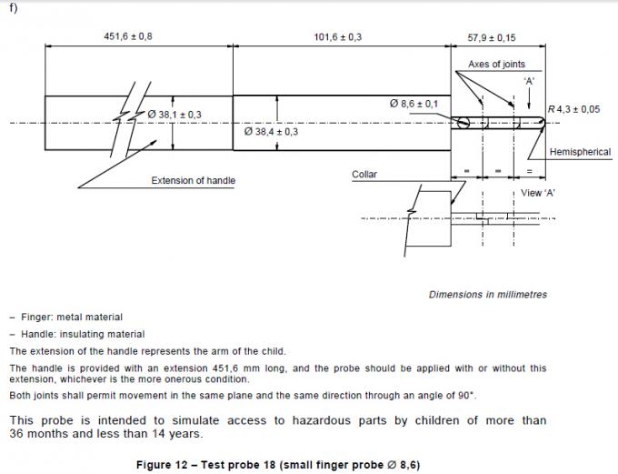 Children Test Finger Probe 18 and 19 , IEC61032 Jointed Children Test Finger 0