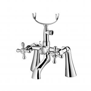 China Anticorrosive Two Handle Faucet 2 Hole Mixer Tap Basin With Shower Bracket on sale