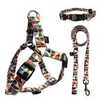 Woven Logo Dog Harness Set Multiple Colour Polyester Dog Harness
