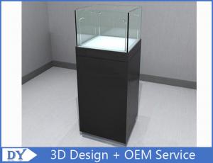 China Glossy Black Custom Glass Jewelry Display Case , Square Display Pedestals With Cabinet on sale