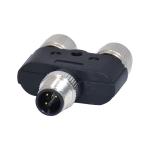 M12 Waterproof Y Slitter 3 4 5 8 12 Pins / Holes Female To Male Overmolded Cable