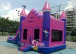 Outdoor double lane slide inflatable bouncy house with basketball ring N water