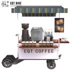 4 Wheels Vending Outdoor Coffee Cart Powder Coating Mobile Coffee Bike