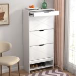 Wooden shoe cabinet with painting