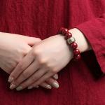 Feng Shui Wealth Bracelet Red Cinnabar Natural Crystal Onyx Relief Reiki Healing