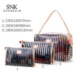 Pink Stripe Pattern Storage Bride PVC Cosmetic Bag