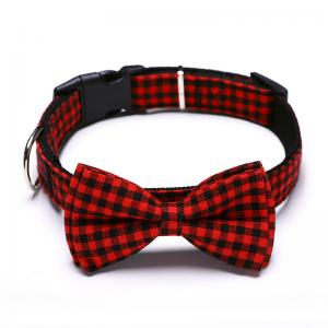 Wholesale Plaid Style Pet Training Collars Bow Tie Adjustable Custom Cat Dog Collar from china suppliers