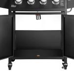 5 Burners Gas Grill Commercial Outdoor BBQ Machine with Trolley and Warming Grid