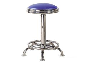Wholesale Blue Round Bar Stainless Steel Lab Furniture Movable Modern Lab Stool PU Cushion from china suppliers
