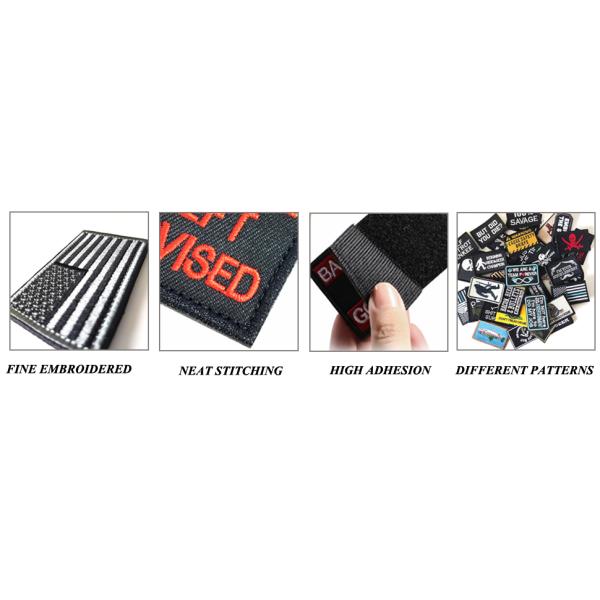 Garment Accessories, Tactical Morale Patch Bundle, Full Embroidery Loop And Hook Patches Set For Caps, Bags, Backpacks, Vest, ornaments Uniforms
