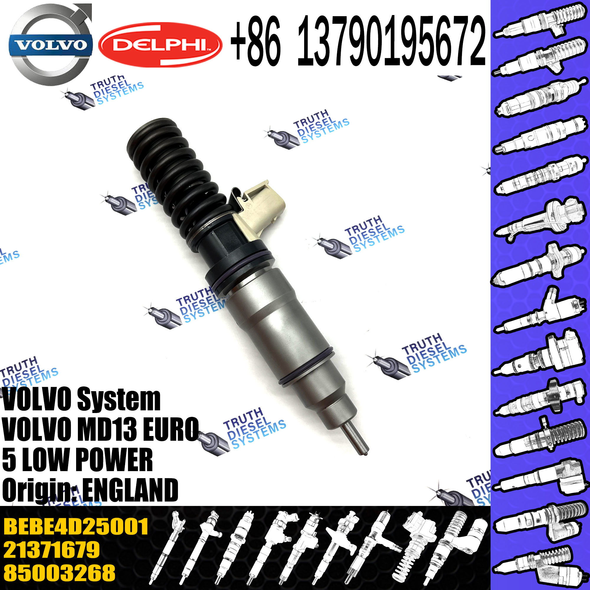High Quality Diesel Fuel Injector 21098096 7421340616 21340616 85003268 BEBE4D25001 For VOL MD13 EURO 5 LOW POWER