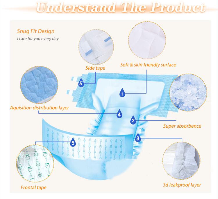 Soft Breathable Absorption Diapers for Elderly Adults OEM Disposable Geriatric Diaper