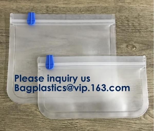 PEVA, Silicone, Reusable Storage Resealable Freezer Food Bags, Leak Proof Zip