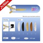 Flush Mount 52 Inch Wood Grain ABS Blades Ceiling Fan With Light